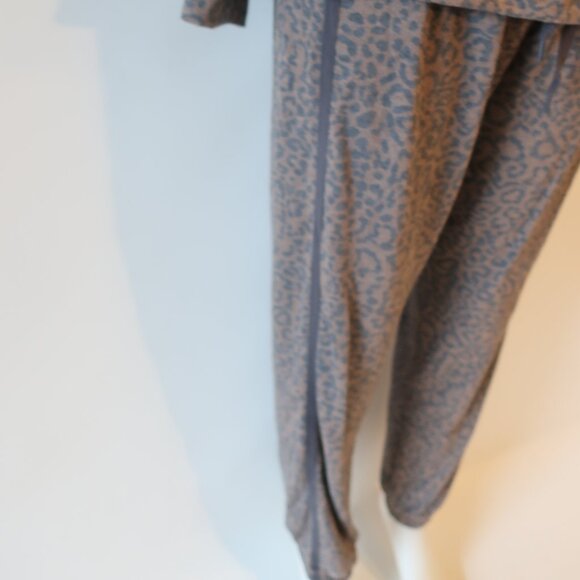 Womens P.J. Salvage Brown Black Leopard 2Pc Set Leisure Top/L Jogger Pants XL * - Picture 8 of 12